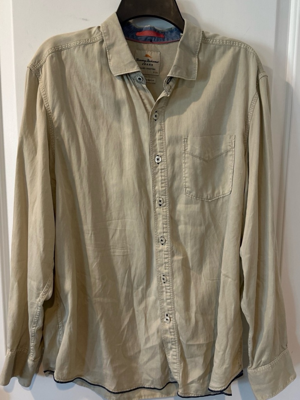 Tommy Bahama Men's Beige Button-Down Casual Shirt